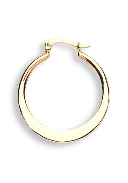 9ct Flat Round Hoop Crescent Moon Earrings