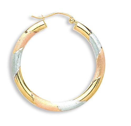 9ct Gold Hooped Earrings 3 colour