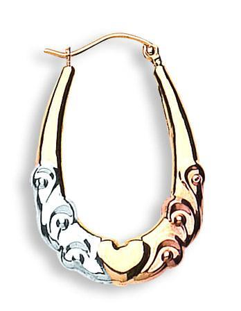 9ct Gold Fancy 3 Tone Creoles