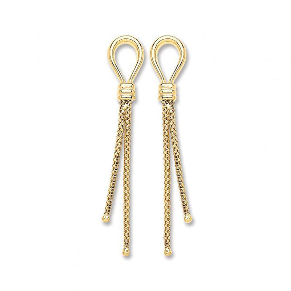 9ct Gold 2 Strand Hook Drop Earrings