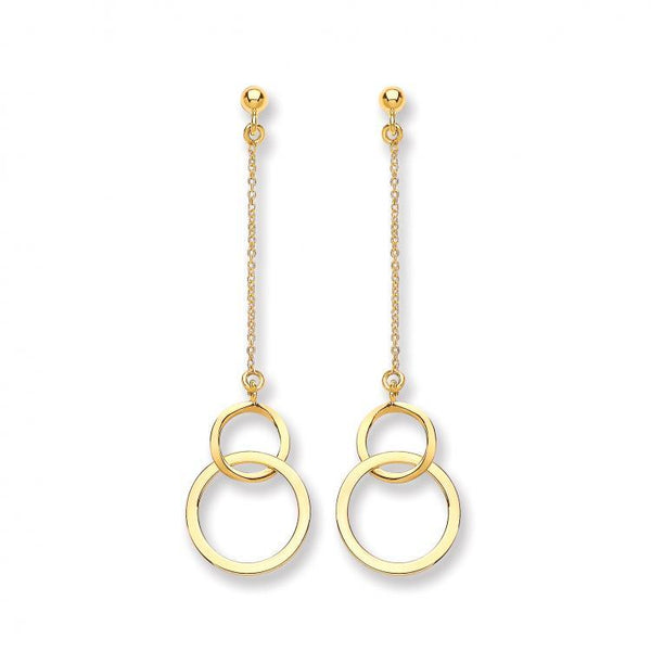 9ct Gold Circle Double linked Droppers