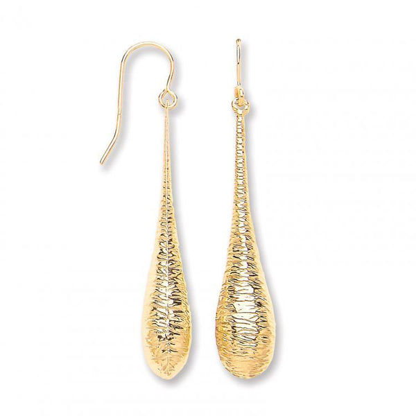 9ct Gold Imprint Drop hook Earrings.