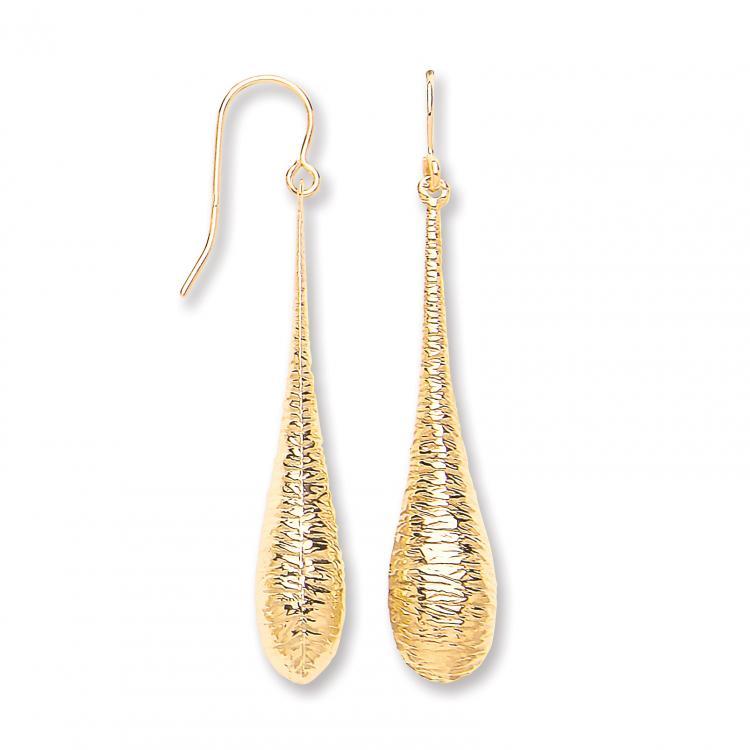 9ct Gold Imprint Drop hook Earrings.