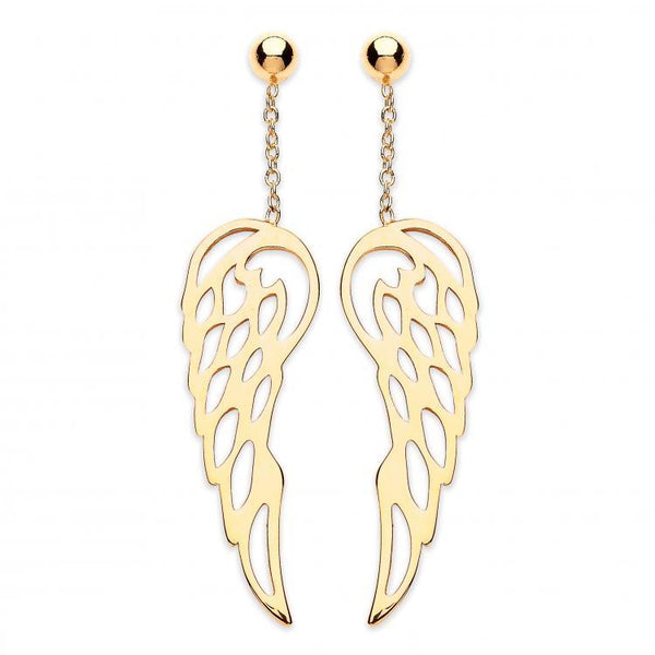 9ct Gold Angel Wings Dropper Earrings