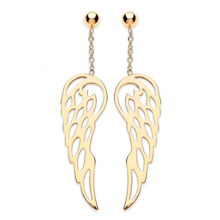 9ct Gold Angel Wings Dropper Earrings