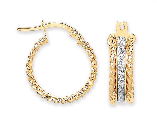 9ct Gold MoonDust Ribbed Edge Earrings