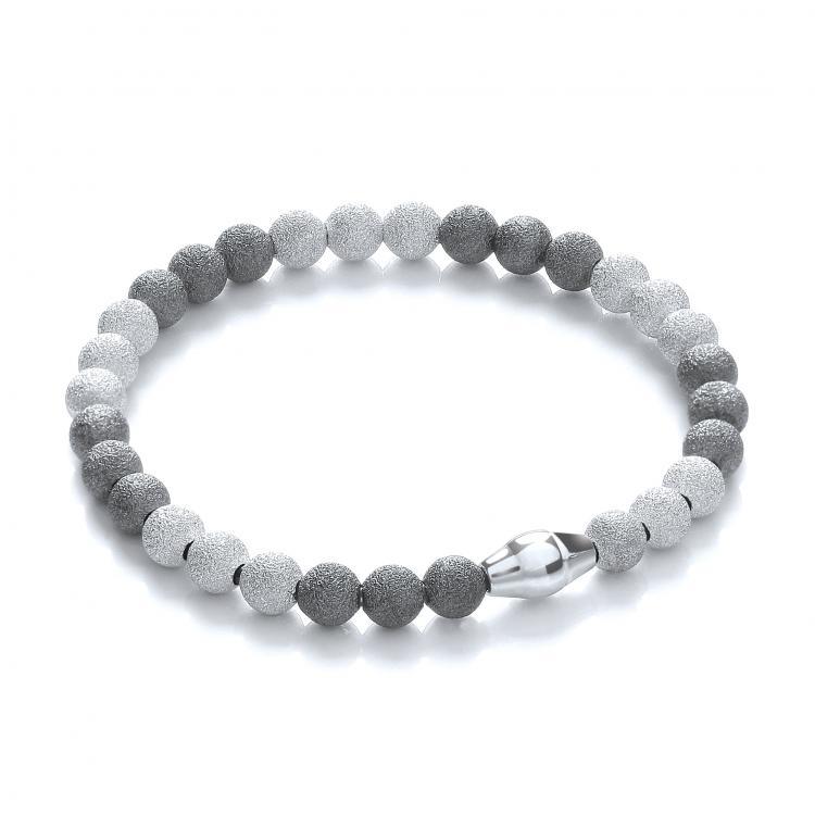 Real Silver Two Colour Frosty Finish Balls Bracelet, J-Jaz Collection