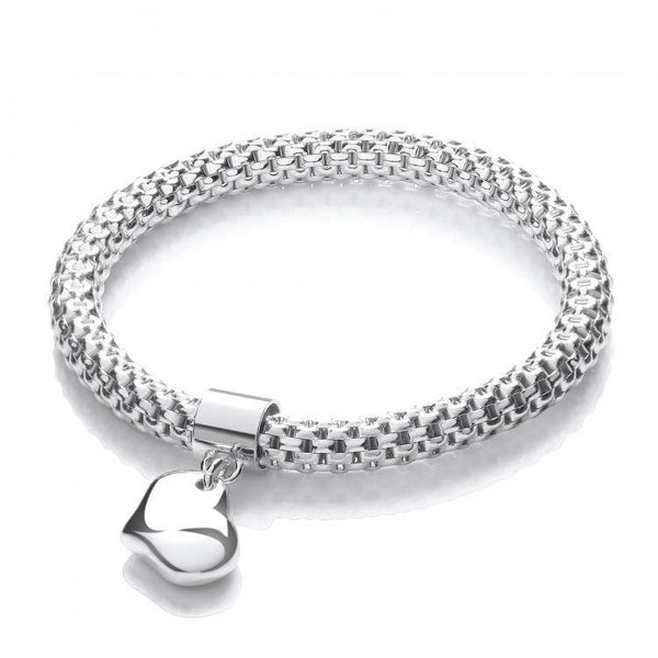 Real Silver Mesh with Heart Pendant- Fancy Bracelet, J-Jaz Collection