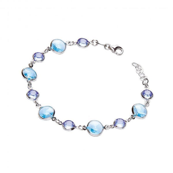 Real Silver Blue Swarovski Stones, Silver Bracelet 7" J-Jaz Collection