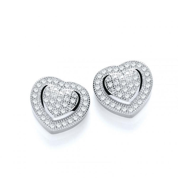 Real Silver Micro Pave' Heart Stud J-JAZ Collection