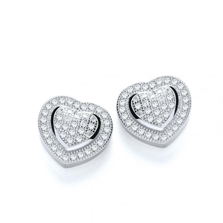 Real Silver Micro Pave' Heart Stud J-JAZ Collection