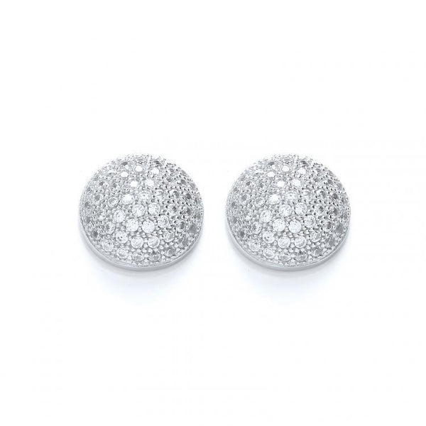 Real Silver Micro Pave' Round Half Ball Stud J-Jaz Collection