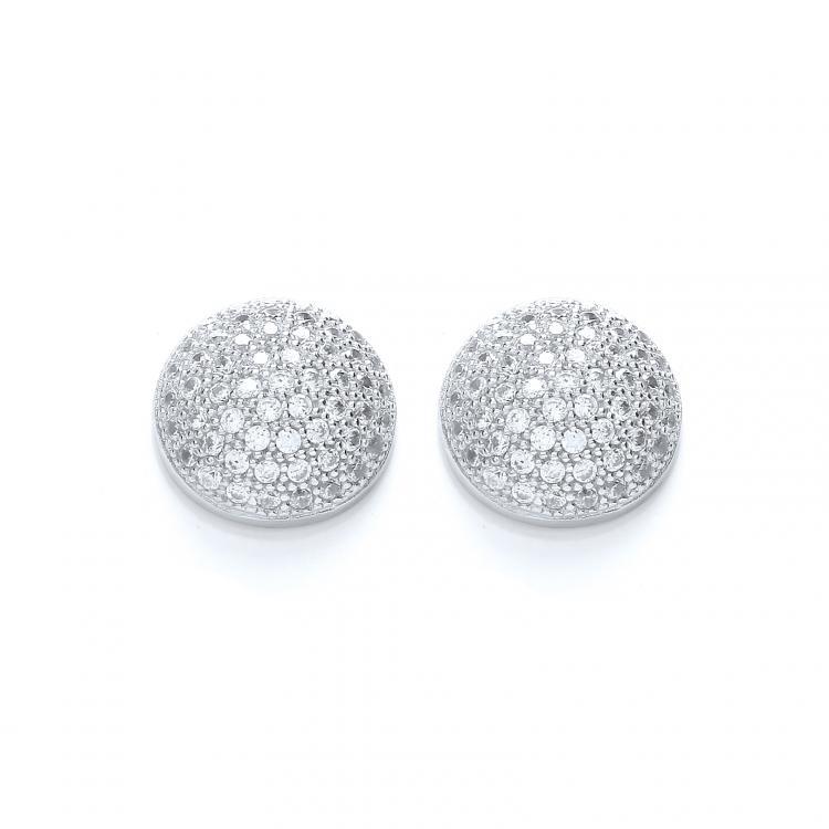 Real Silver Micro Pave' Round Half Ball Stud J-Jaz Collection
