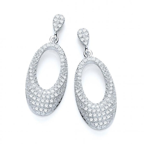 Real Silver Micro Pave' Fancy Drop Earring J-Jaz Collection