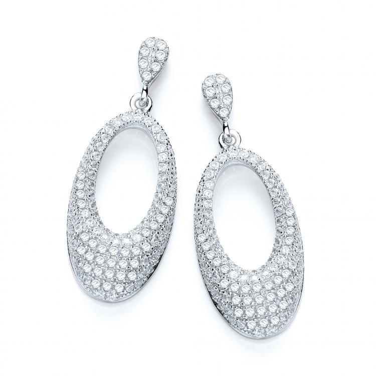 Real Silver Micro Pave' Fancy Drop Earring J-Jaz Collection