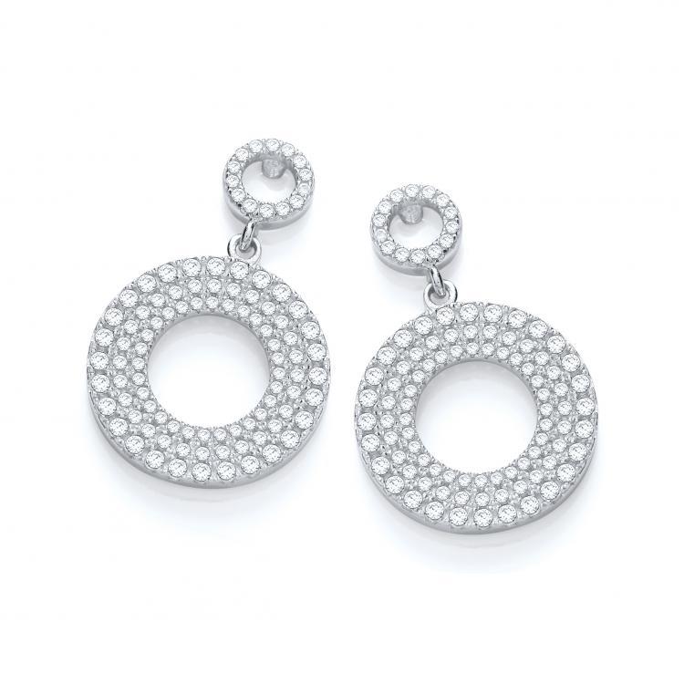 Real Silver Micro Pave' Fancy Drop Earring J-Jaz Collection