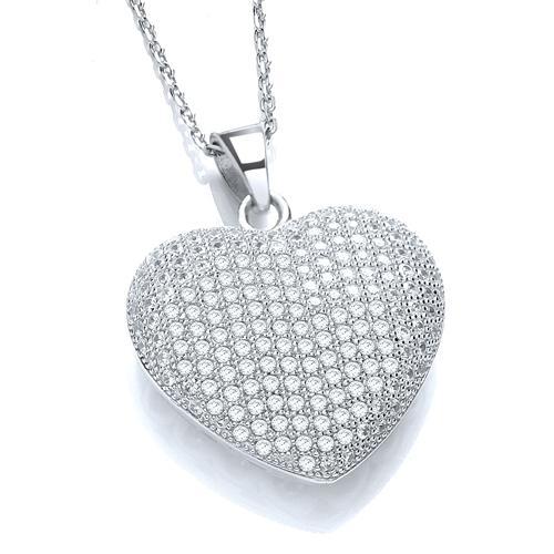 Real Silver Micro Pave' Heart Pendant with 18" Chain J-Jaz Collection