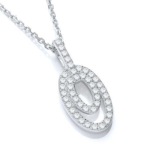 Real Silver Micro Pave' Fancy Pendant Cz with 18" Chain, J-Jaz Collection