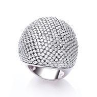 Real Silver Micro Pave' Big Cocktail Ring 503 White Cz, J-Jaz Collection