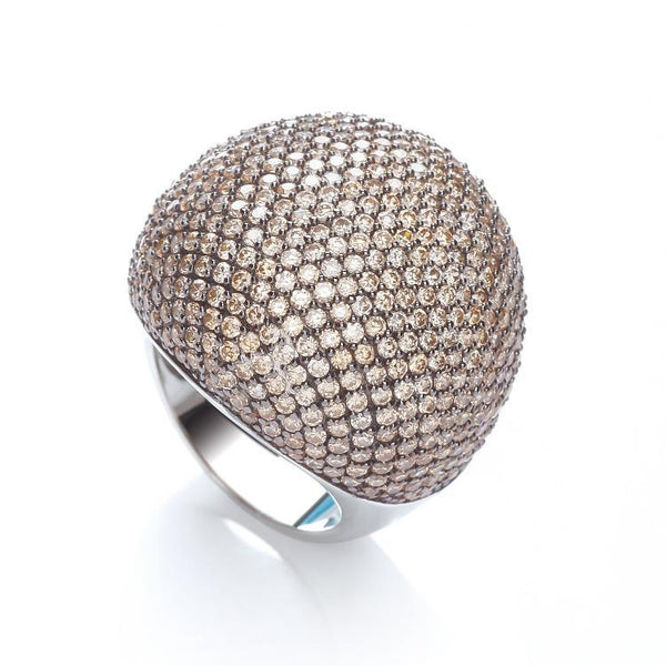 Real Silver Micro Pave' Big Cocktail Ring 503 White Cz, J-Jaz Collection