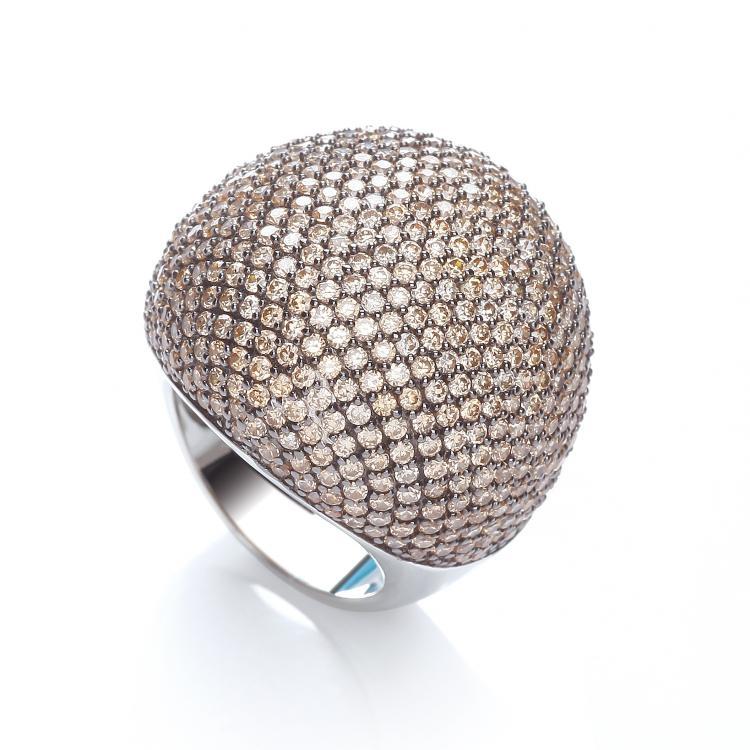 Real Silver Micro Pave' Big Cocktail Ring 503 White Cz, J-Jaz Collection