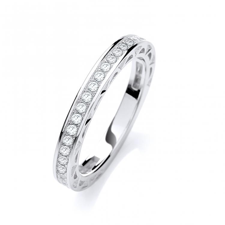 Real Silver Micro Pave' 3/4 ET Ring Cz, J-Jaz Collection