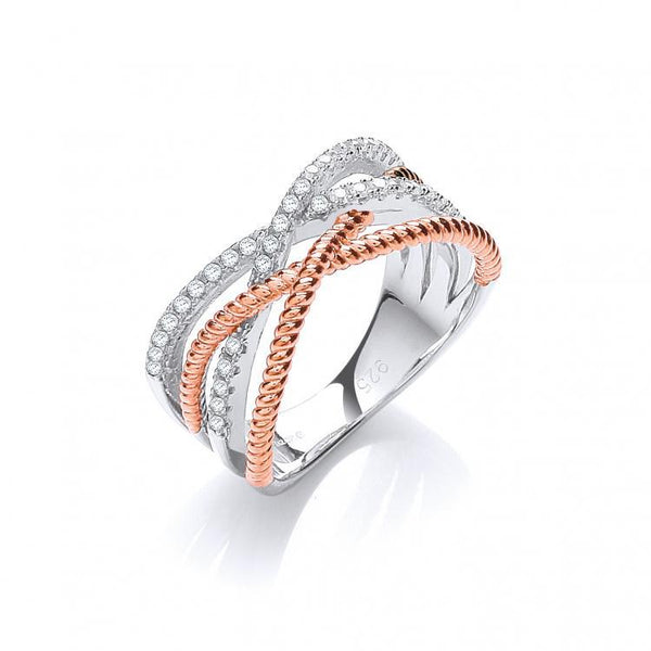 Real Silver Micro Pave' Rose Finish Cz Ring, J-Jaz Collection