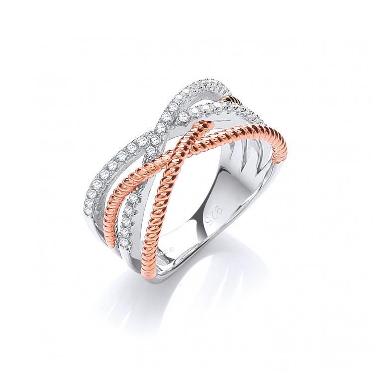 Real Silver Micro Pave' Rose Finish Cz Ring, J-Jaz Collection