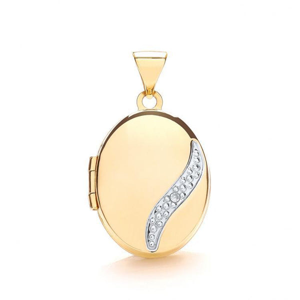 9ct Gold Real Diamond Oval Locket