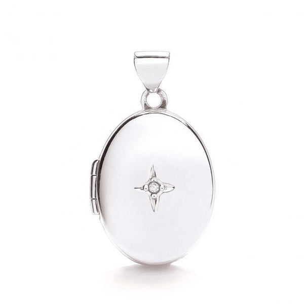 9ct White Gold Real Diamond Locket