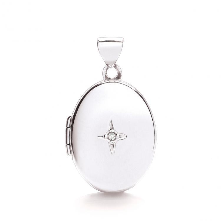 9ct White Gold Real Diamond Locket