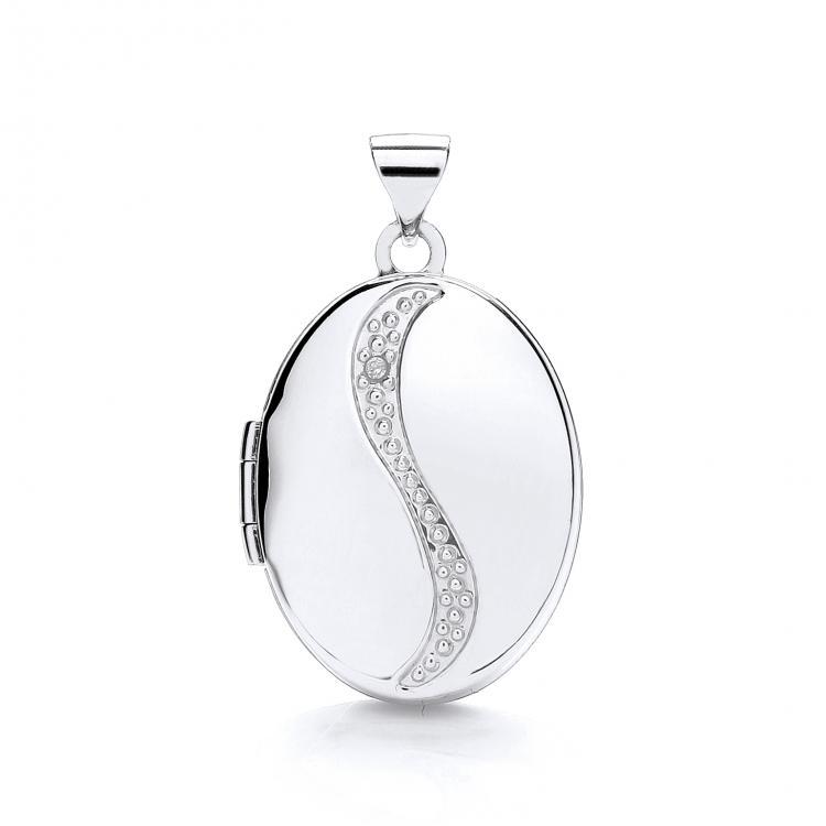 9ct White Gold Real Diamond Locket