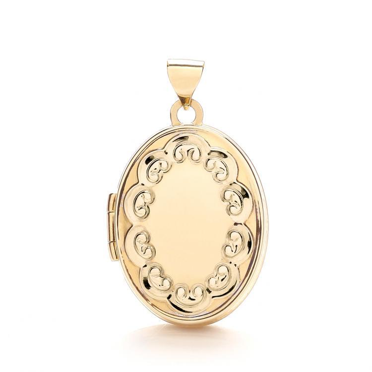 9ct Gold Oval Pattern Locket