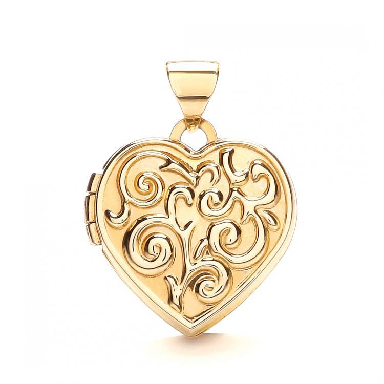 9ct Gold Heart Locket With Design
