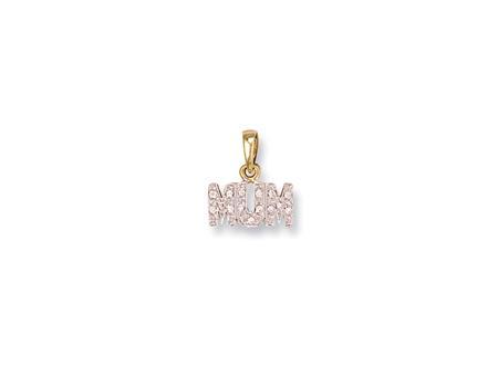 9ct Gold Mum Cubic Zirconia Pendant