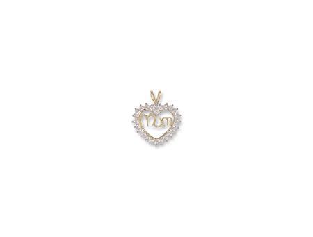 9ct Gold Mum Heart Shape Cubic Zirconia Pendant