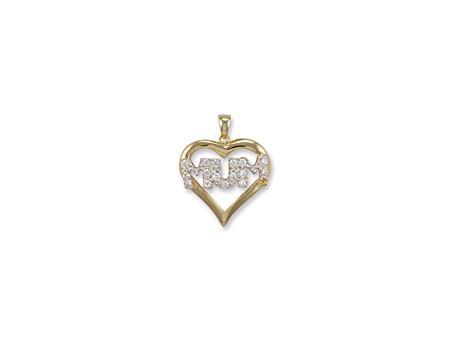 9ct Gold Mum Heart Cubic Zirconia Pendant