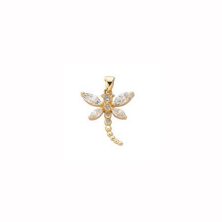 9ct Gold Dragonfly Cubic Zirconia Pendant