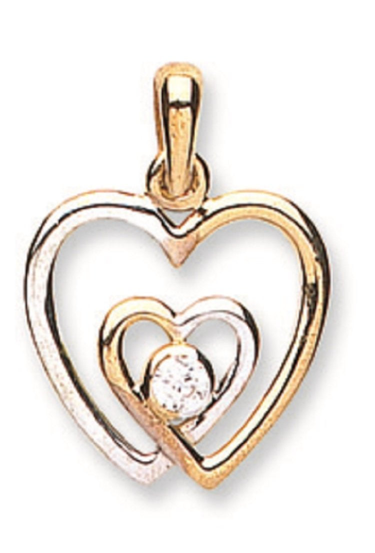 9ct White & Yellow Gold Heart Pendant