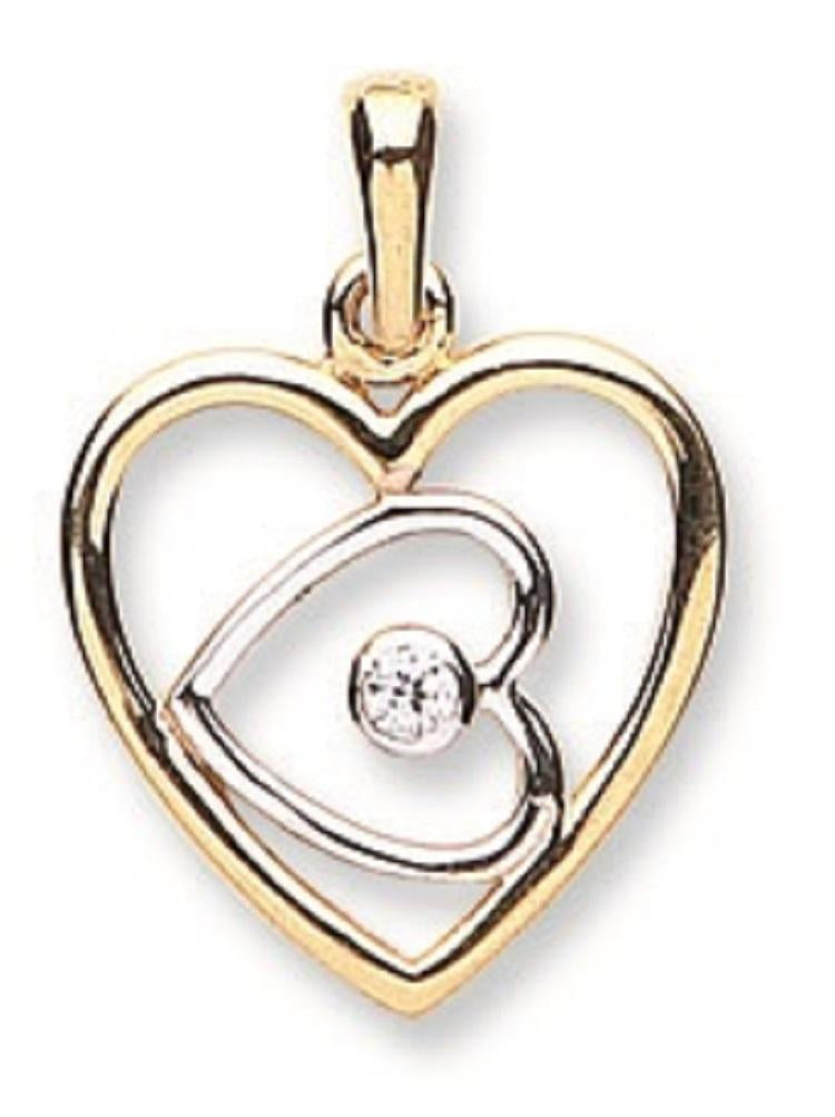 9ct White & Yellow Gold Heart Pendant