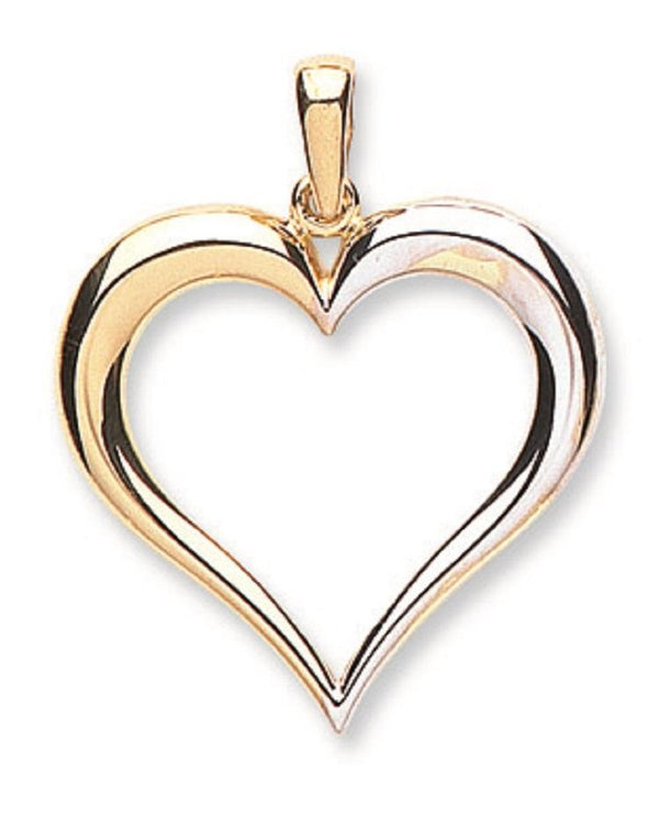 9ct White & Yellow Gold Heart Pendant
