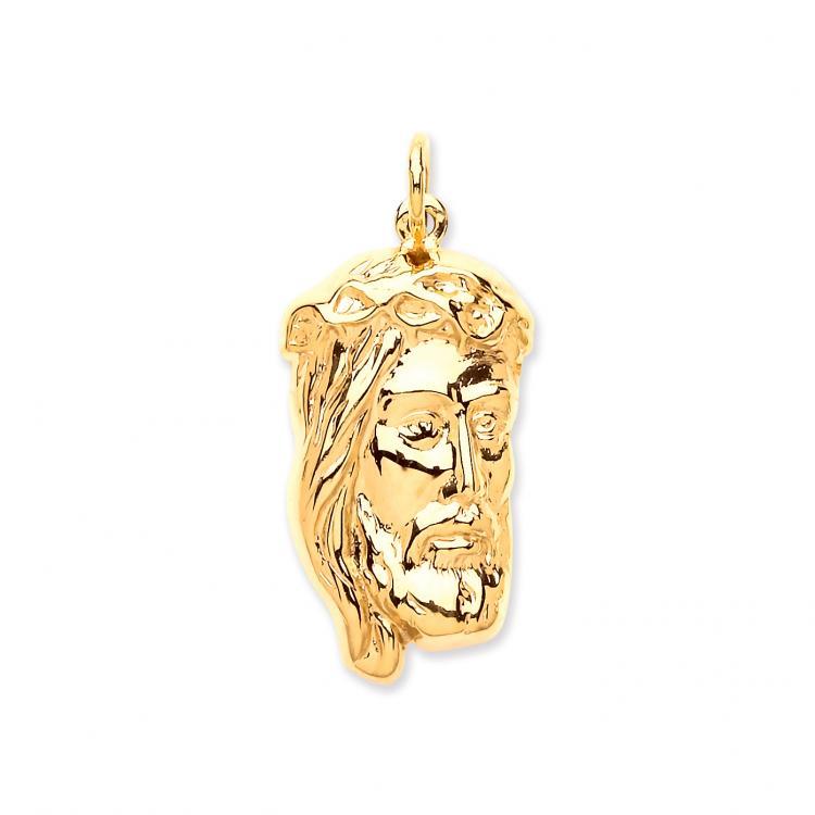 9ct Gold Jesus Head Pendant
