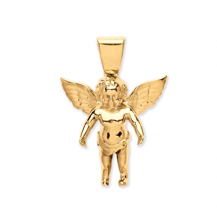 9ct Gold Solid Cherub Pendant
