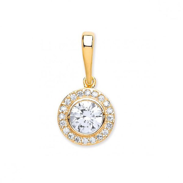 9ct Gold Halo Style CZ Pendant