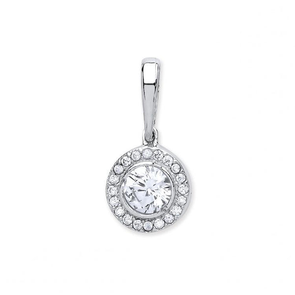 9ct Gold Halo Style CZ Pendant