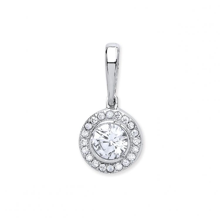 9ct Gold Halo Style CZ Pendant