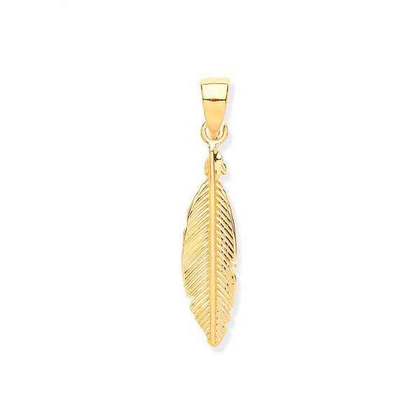 9ct Gold Feather Leaf Pendant