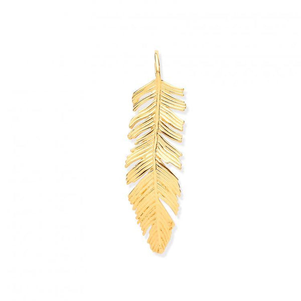 9ct Gold Feather Leaf Pendant.