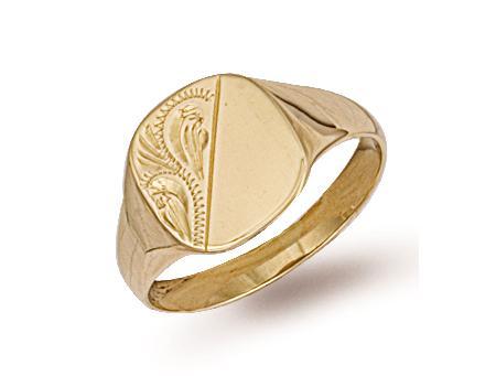 9ct Gold Cushion Engraved Signet Ring