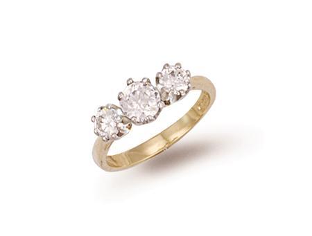 9ct Gold Cz 3 Stone Ladies Ring